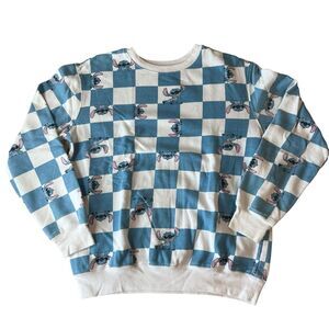 Disney Stitch Checkered Sweater Women’s Medium Lilo‎ Disneyland Vacation Travel
